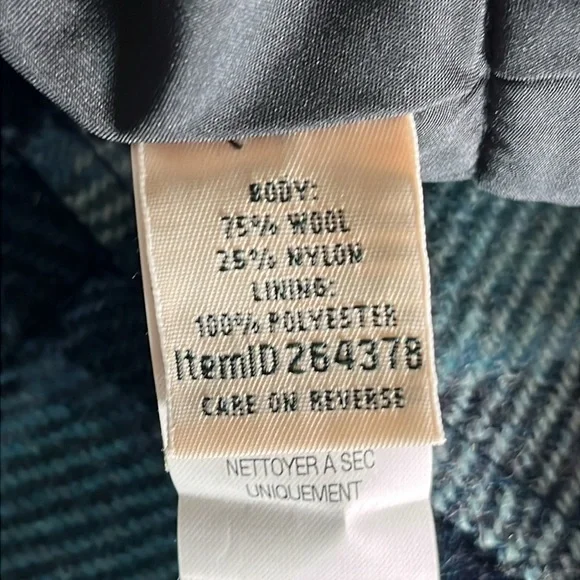 LL Bean Wool Plaid Midi Skirt Teal Navy Size 12 - Picture 8 of 10